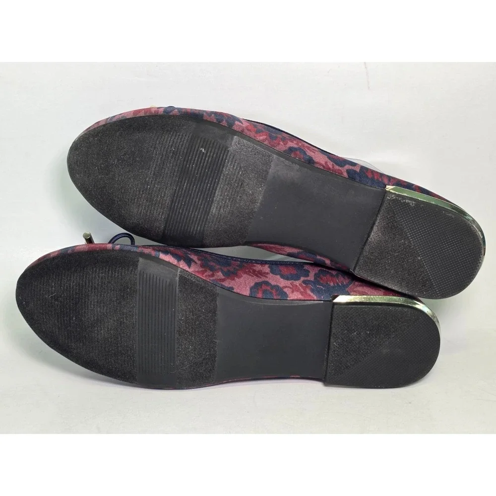 APT 9 Women's Ballets Size 7.5 M‎ Navy Red Multicolor Floral Slip On Flats Shoes